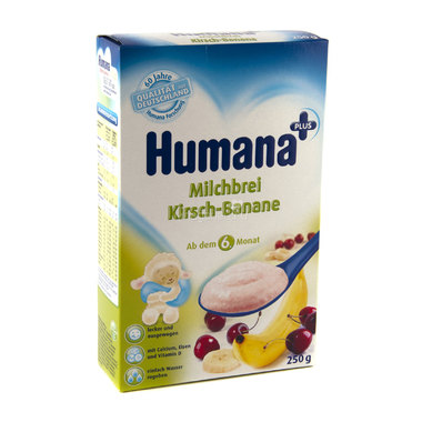 Каша Humana молочная 250 гр Рисовая с бананом и вишней (с 6 мес) 0