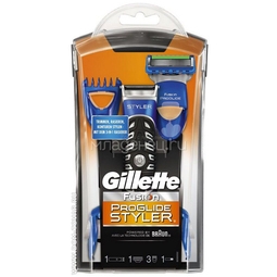 Стайлер Gillette Fusion Proglide входит 1 сменная кассета + 3 насадки для моделирования бороды и усов