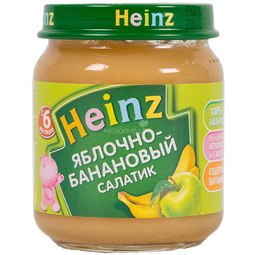 Пюре Heinz фруктовое 120 гр Яблоко-банановый салатик (с 6 мес)