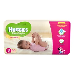 Подгузники Huggies Ultra Comfort Jumbo Pack для девочек 5-9 кг (56 шт) Размер 3
