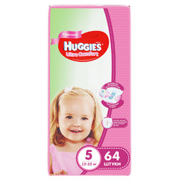 Подгузники Huggies Ultra Comfort Giga Pack для девочек 12-22 кг (64 шт) Размер 5