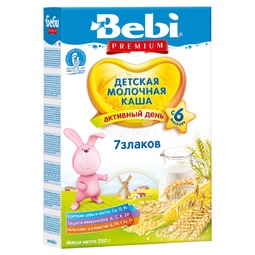Каша Bebi Premium молочная 200 гр 7 злаков (с 6 мес)