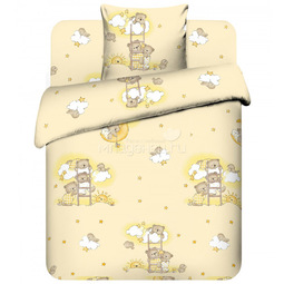 Комплект постельного белья детский Letto в кроватку с простыней на резинке BGR-04 Бежевый