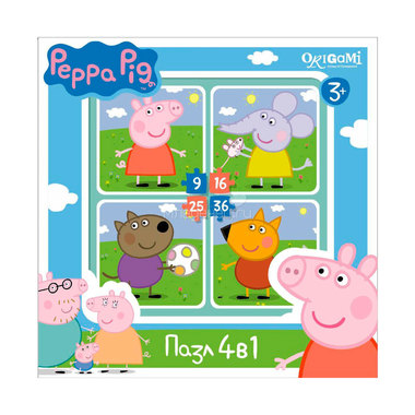 Пазл Origami Peppa Pig 4в1 На прогулке 0