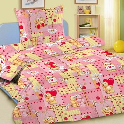 Комплект постельного белья детский Letto Барни 1.5 спальный с наволочкой 50х70 Розовый